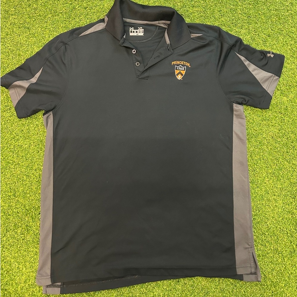 Under Armour Princeton University HeatGear Polo Shirt Mens XL Black Grey Loose